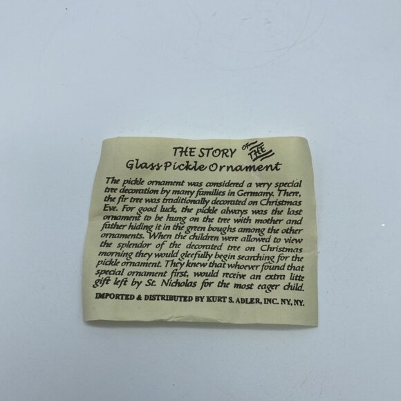 Kurt Adler Glass Pickle Ornament - Kringle Glass - Includes Story - Picture 4 of 10